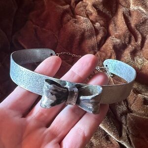 Ooak hand forged stainless steel bow collar brutalist